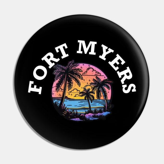 Fort Myers Florida (with White Lettering) Pin by VelvetRoom