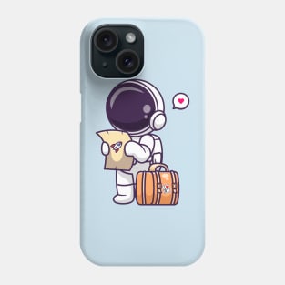 Cute Astronaut Travelling With Map And Suitcase Cartoon Phone Case