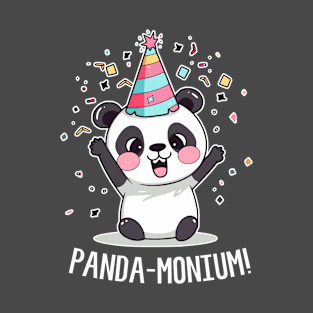 Funny Cute Panda Pun Panda-Monium T-Shirt