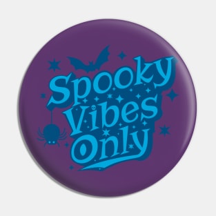 Spooky Vibes Cute Blue Retro Halloween Pin