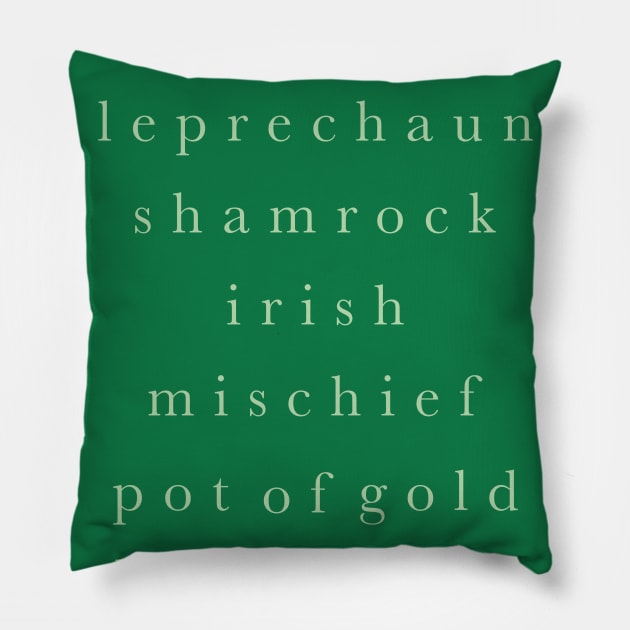 St Patricks Day List Typography Pillow by ApricotBirch