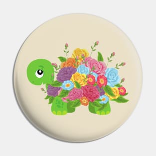 Flower turtle Pin