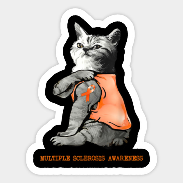 Cat Show Orange Ribbon Tattoo Multiple Sclerosis Awareness Cat Show Orange Ribbon Tattoo Multiple Autocollant Teepublic Fr