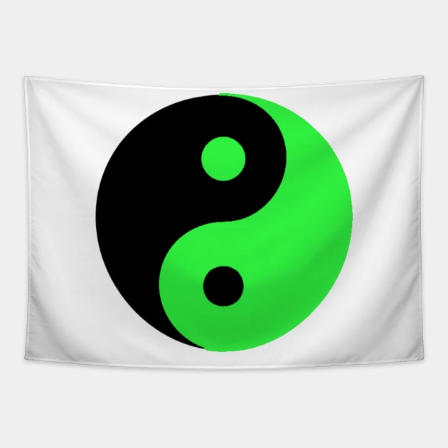 Yin Yang in black and green Tapestry by NovaOven