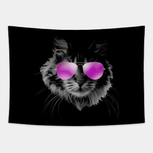 Cool Furry Cat with Sunglasses Tapestry