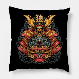 Samurai Ronin Wolf Japanese Pillow