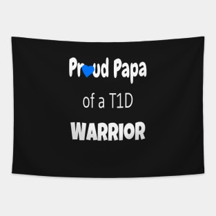 Proud Papa - White Text - Blue Heart Tapestry