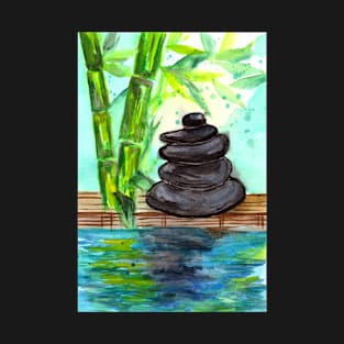 Green Bamboo and Stones Relaxation T-Shirt