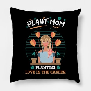 Plant mom planting love in the garden orange Pillow