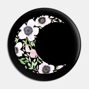 Floral Moon - Loose Watercolor Flower Wreath Pin