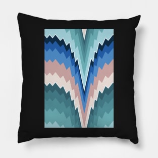 Bargello flame stitch scallops blue and green Pillow