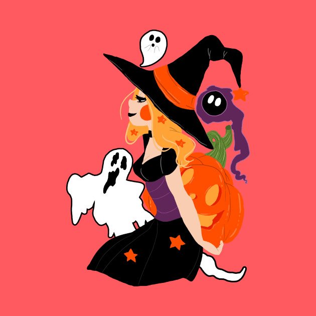 Witch Holding a Pumpkin by saradaboru