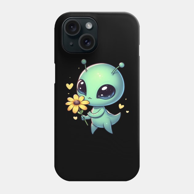 Cute little Alien With Yellow Flower Phone Case by AhmedPrints