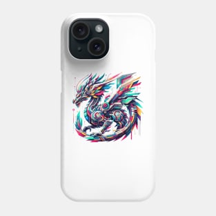 Neon Mythos: Vibrant Cyber Dragon Tee Phone Case