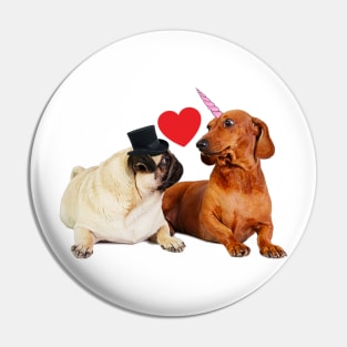 Dog unicorn wedding pug Pin