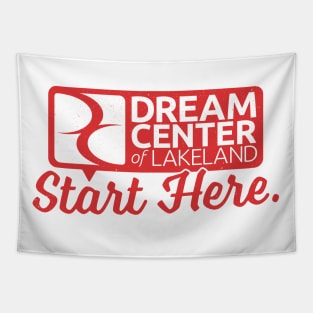 Start Here. Stamped Shirt Tapestry