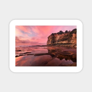 Pink reflections and sky at the skillion at terrigal on nsw central coast Magnet