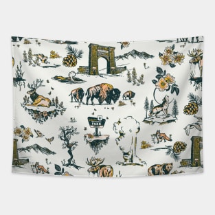 Yellowstone National Park Travel Pattern Design Tapestry