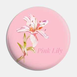 Watercolor Pink Lily Pin