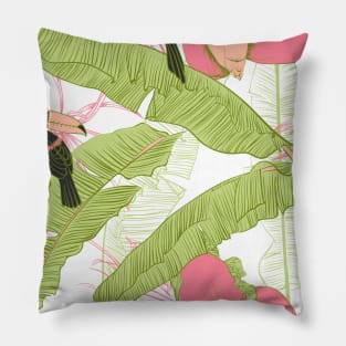 Seamless floral background with petunia toucan Pillow