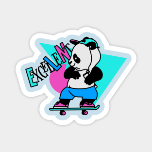 Skateboarding Panda (With Type) - 90s Styled Design Magnet