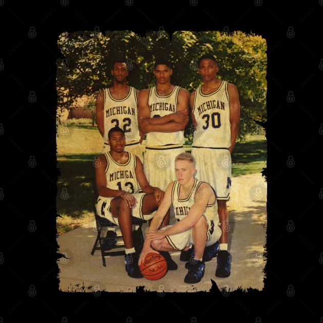 Fab Five - Vintage Design Of Basketball by JULIAN AKBAR PROJECT