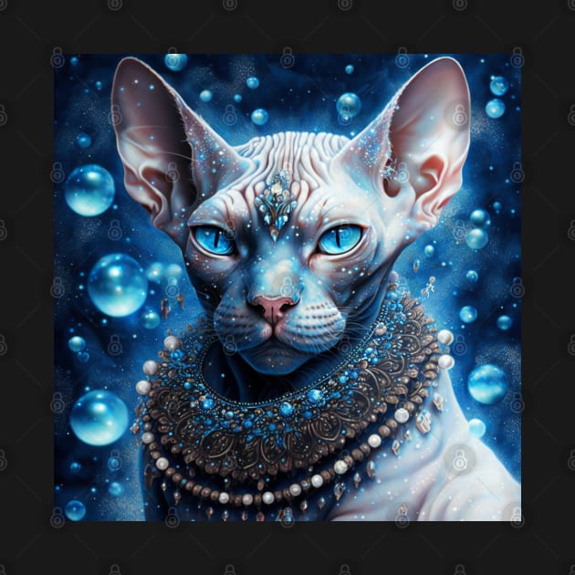 Shiny Blue Sphynx Portrait by Enchanted Reverie