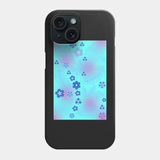 Light Blue leaves and flowers pattern Phone Case