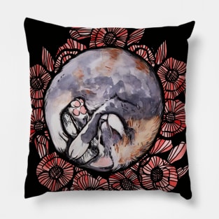 Red Poppy Dilute Calico Maine Coon Moon Cat Pillow