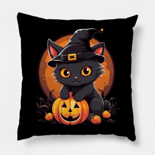 Halloween Magic - The Black Cat's Spell! Pillow