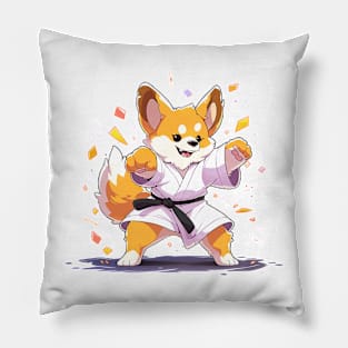 karate corgi Pillow