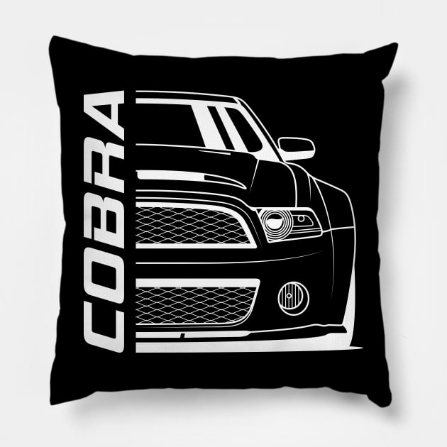 Front Racing Stang Cobra GT 500 Pillow by GoldenTuners