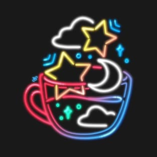 Neon Lights Starry Teacup T-Shirt