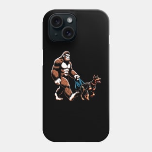 Bigfoot Walking Doberman Pinscher Dog Tee Triumph for Fans of Elegant Canines Phone Case