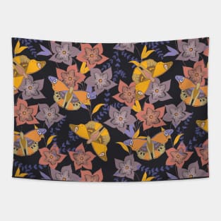 Butterflies and Flowers Night Tapestry