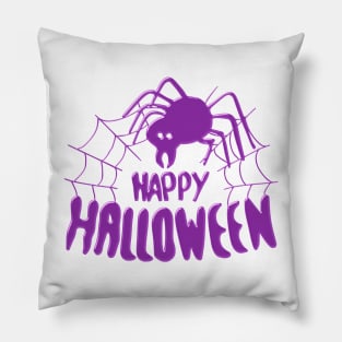 Happy Halloween Spider web purple Pillow