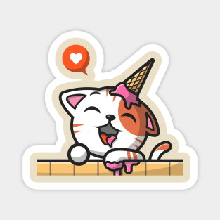 Cute Cat Ice Cream Cone (2) Magnet