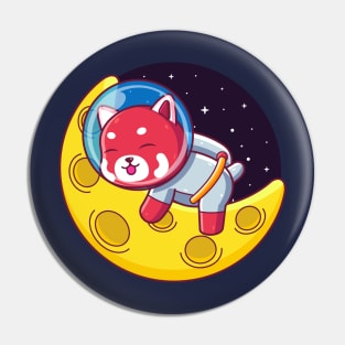 red panda astronaut sleeping on the moon Pin