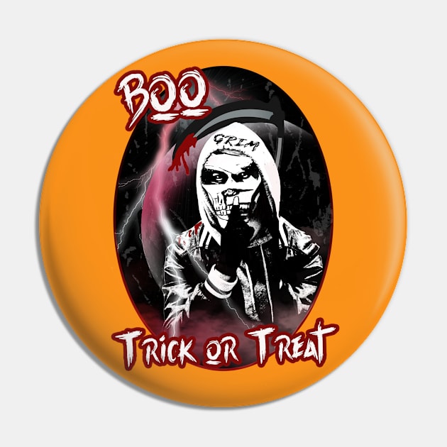 Boo Halloween Grim Reaper Pin by By Diane Maclaine