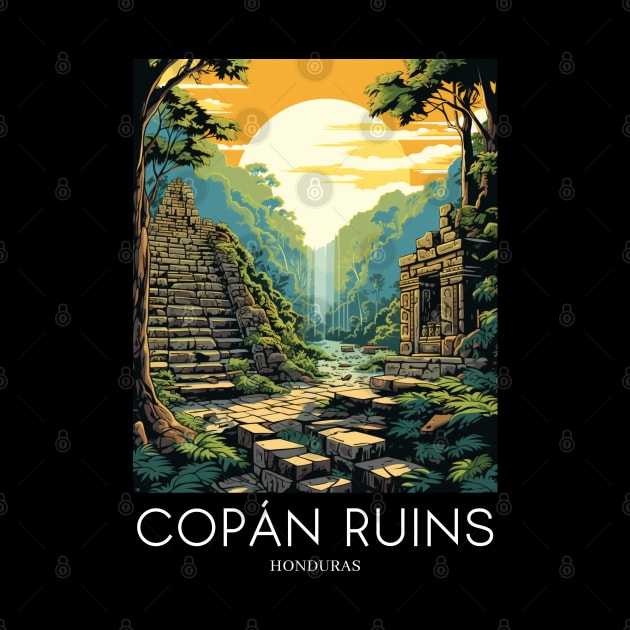 A Pop Art Travel Print of the Copán Ruins - Honduras by Studio Red Koala