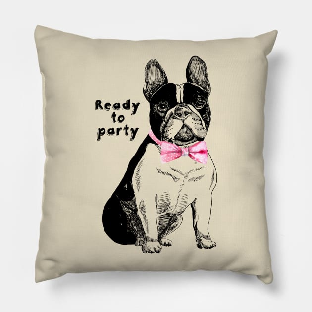 French bulldog in bow tie Pillow by VicaVeresk