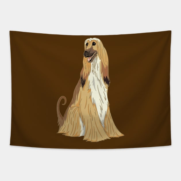 Afghan hound, cute dog handdrawn design Tapestry by The Christmas Lady