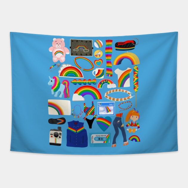 80's Rainbow Things Tapestry by jenblove