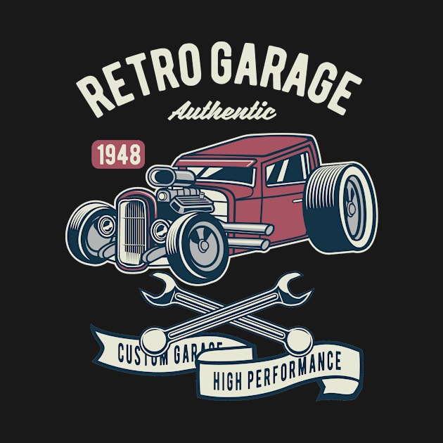 Retro Garage Hotrod, Vintage Retro Classic by CoApparel