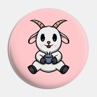 Cute Goat Drinking Hot Chocolate Pin