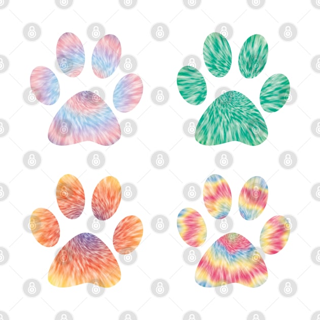 Colorful tie dye dog paws pattern by SamridhiVerma18