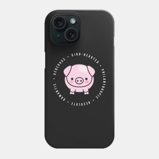 cute chinese zodiac | year of the pig | personality traits | generous, kind-hearted, philanthropic, resolute, romantic Phone Case