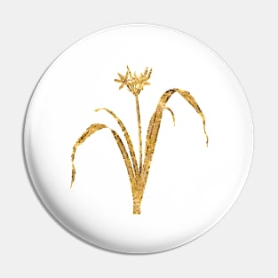 Vintage Gilded Small Flowered Pancratium Botanical Gold Leaf Pin