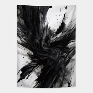 Black Paint Splatter Abstract Art Tapestry