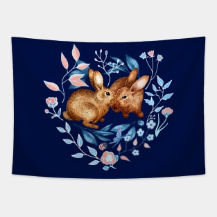 Spring Rabbit Pair Tapestry